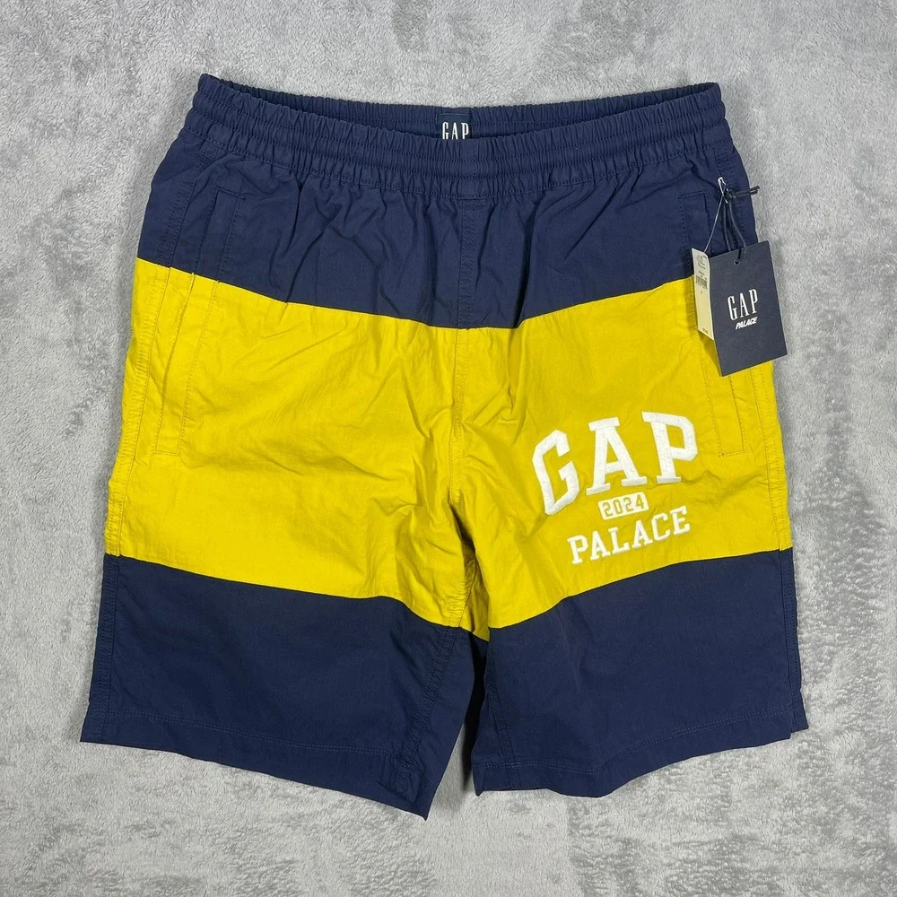 Gap Palace Board Shorts Mens Small Navy Yellow Colorblock Logo 427479-00-1 NEW